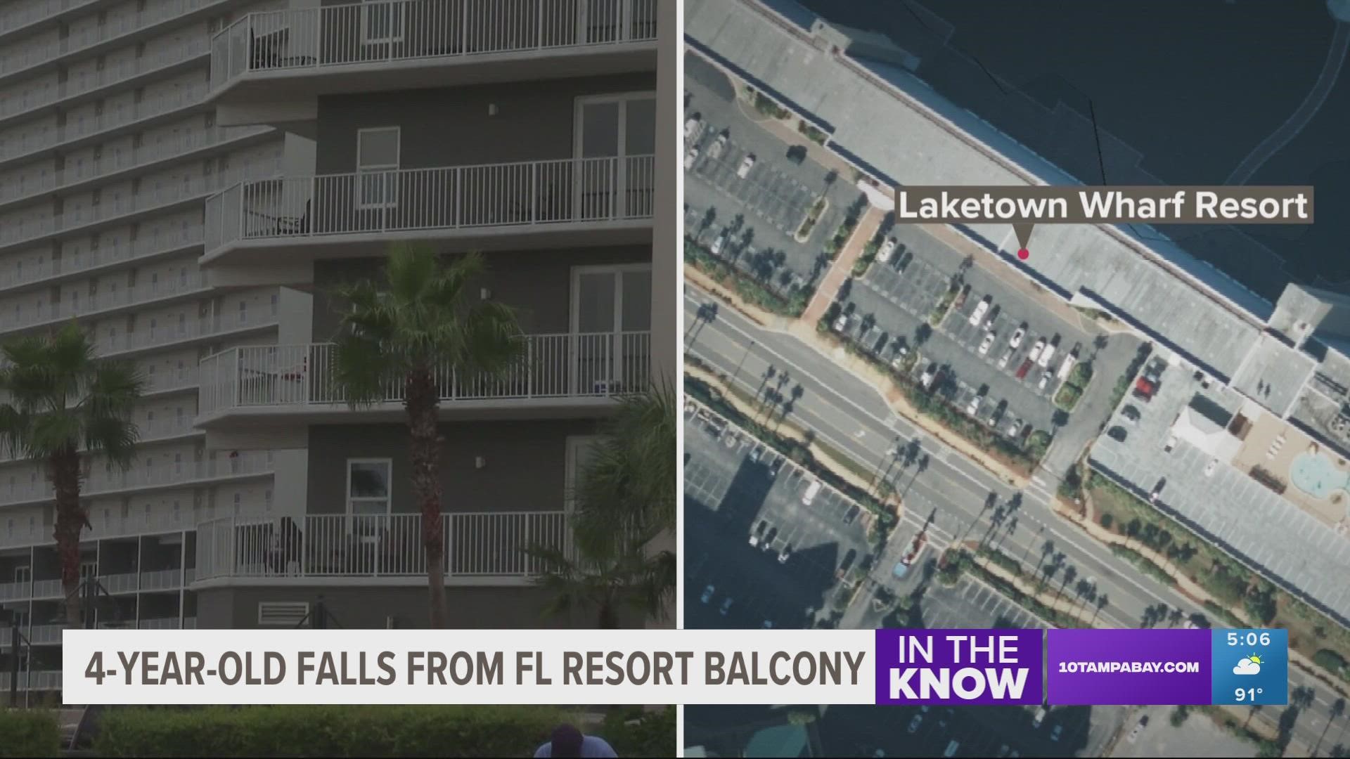 Police officers were called to Laketown Wharf Resort after a guest found the child on the ground.