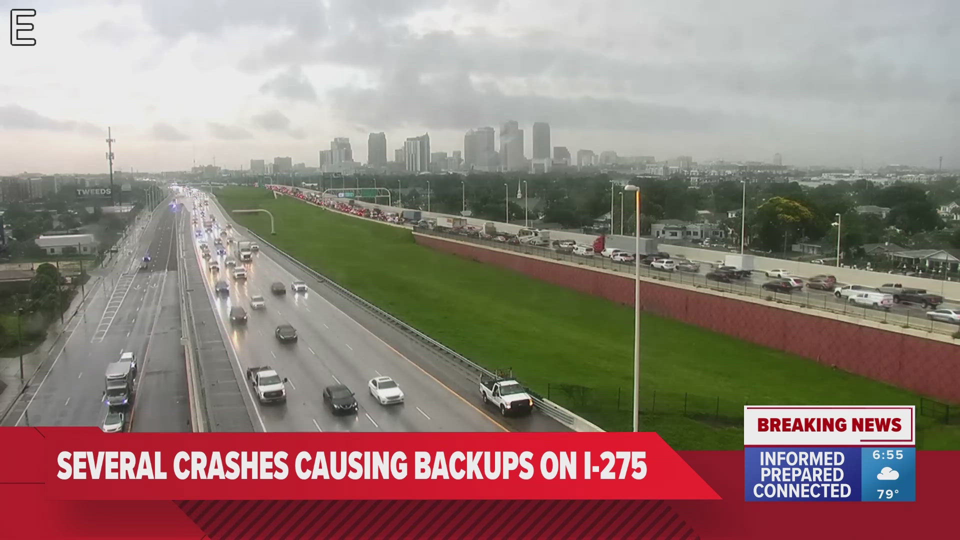 There are multiple crashes causing slowdowns in both directions on I-275 near the Howard Frankland Bridge.