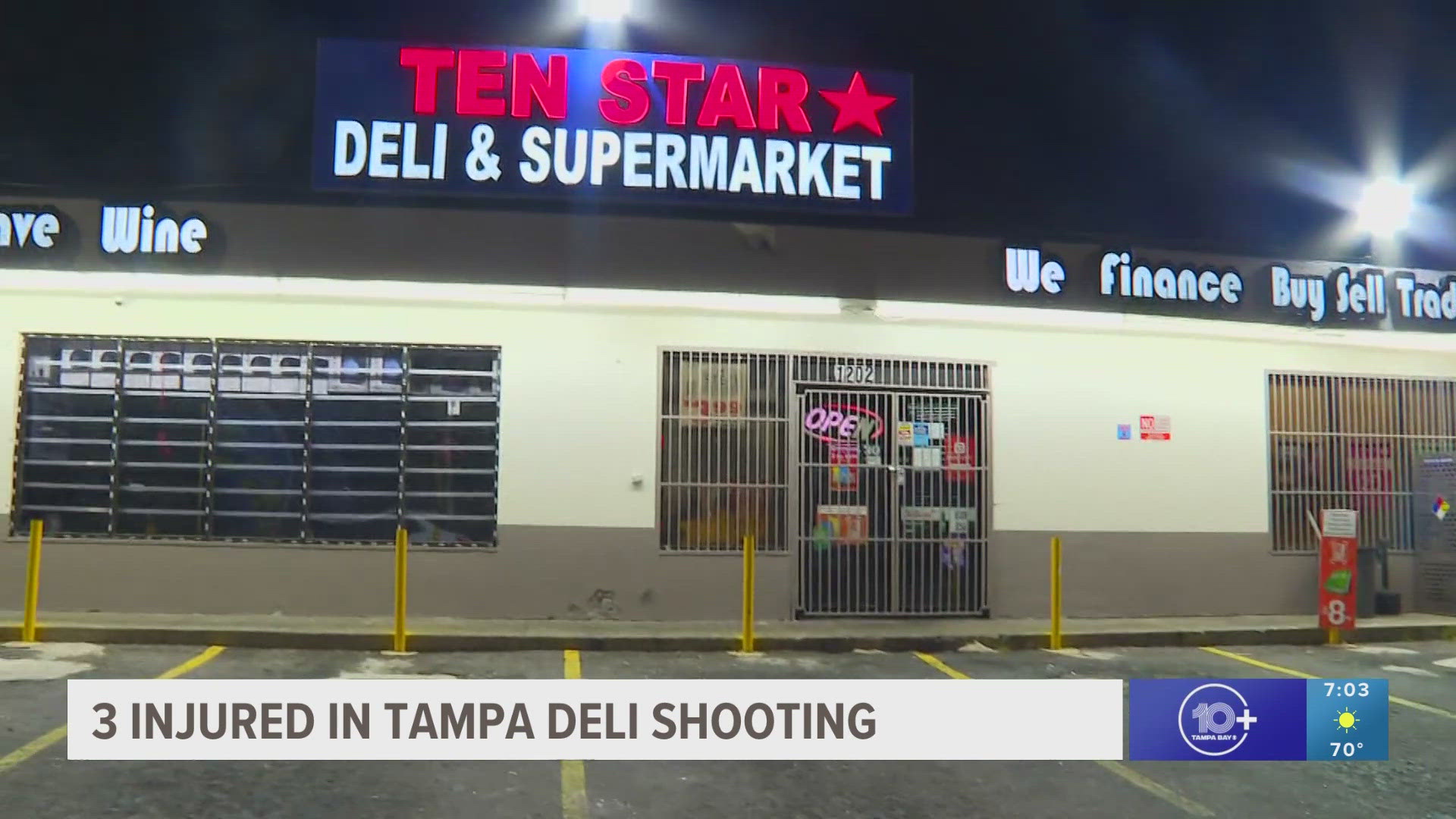 One person was shot while two others were injured by glass, according to the Tampa Police Department.