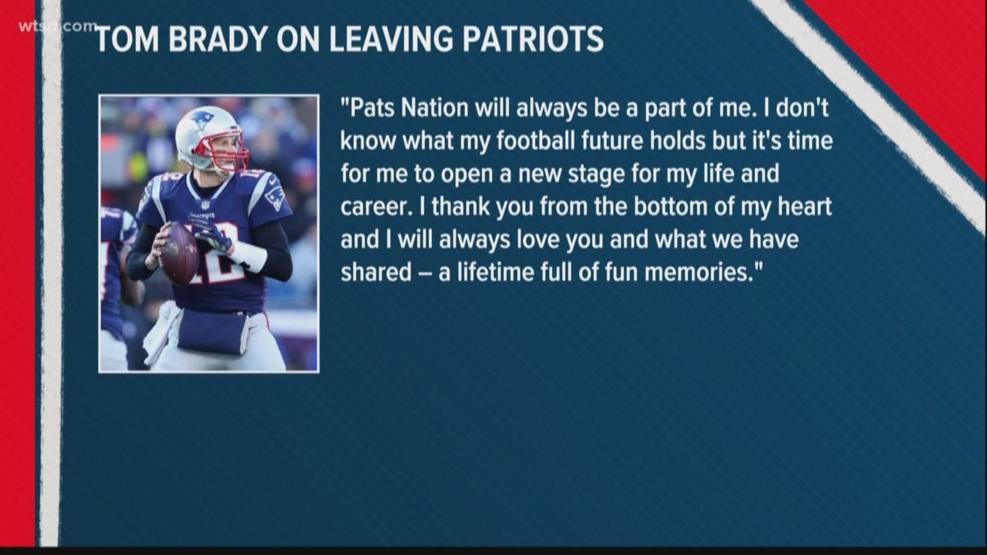 Tom Brady announced on Twitter this morning that he is leaving the New England Patriots.