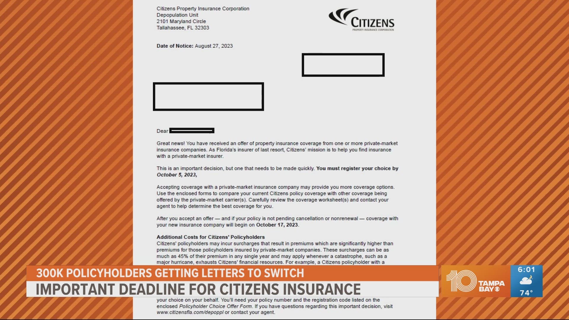 More than 300,000 people in Florida received letters letting them know they have to choose new homeowners insurance. Here's why it's important to act quickly.