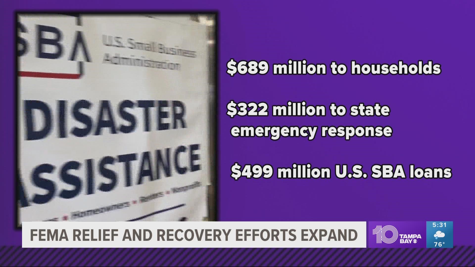 Florida families have received $1.79 billion dollars in disaster grants, loans and flood insurance payments