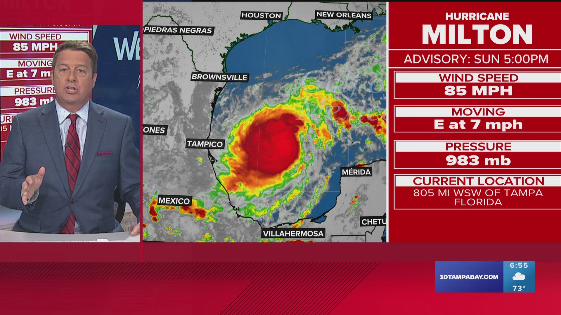 Meteorologists Bobby Deskins and Colleen Campbell provide the latest updates on Hurricane Milton at 6:30 p.m. on Sunday, Oct. 6, 2024.