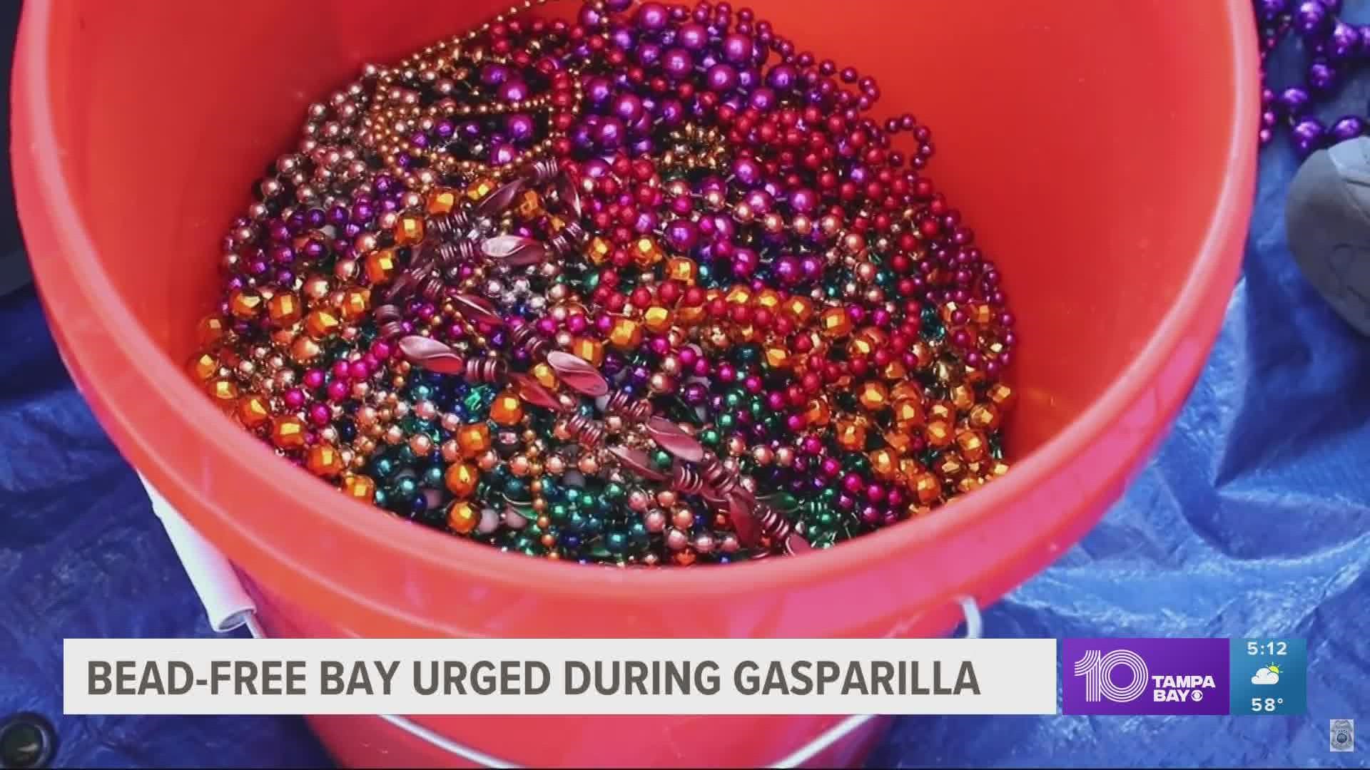 Tampa police's dive team estimates hundreds of pounds of beads have accumulated in the water over the years.