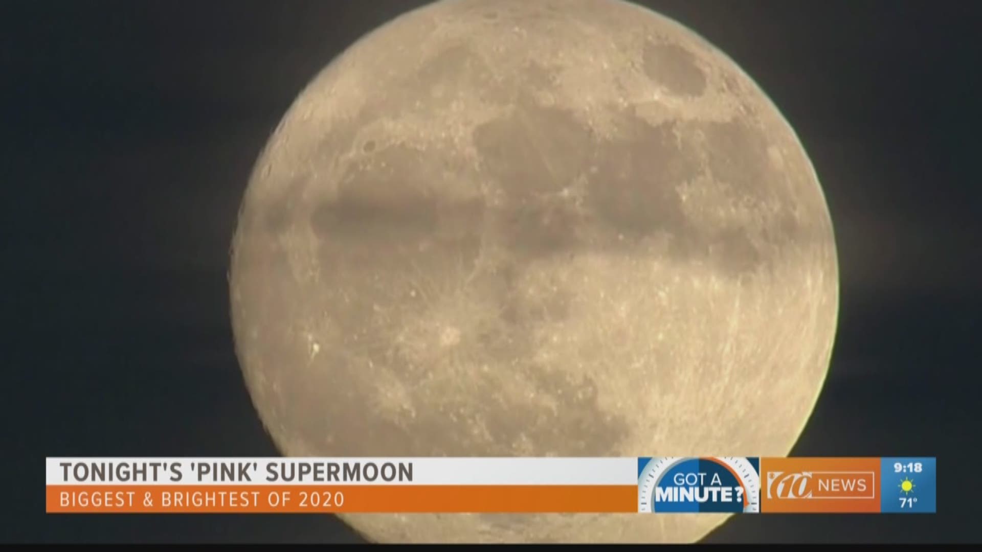 The "Pink" Supermoon will be peaking Tuesday night at about 10:35.