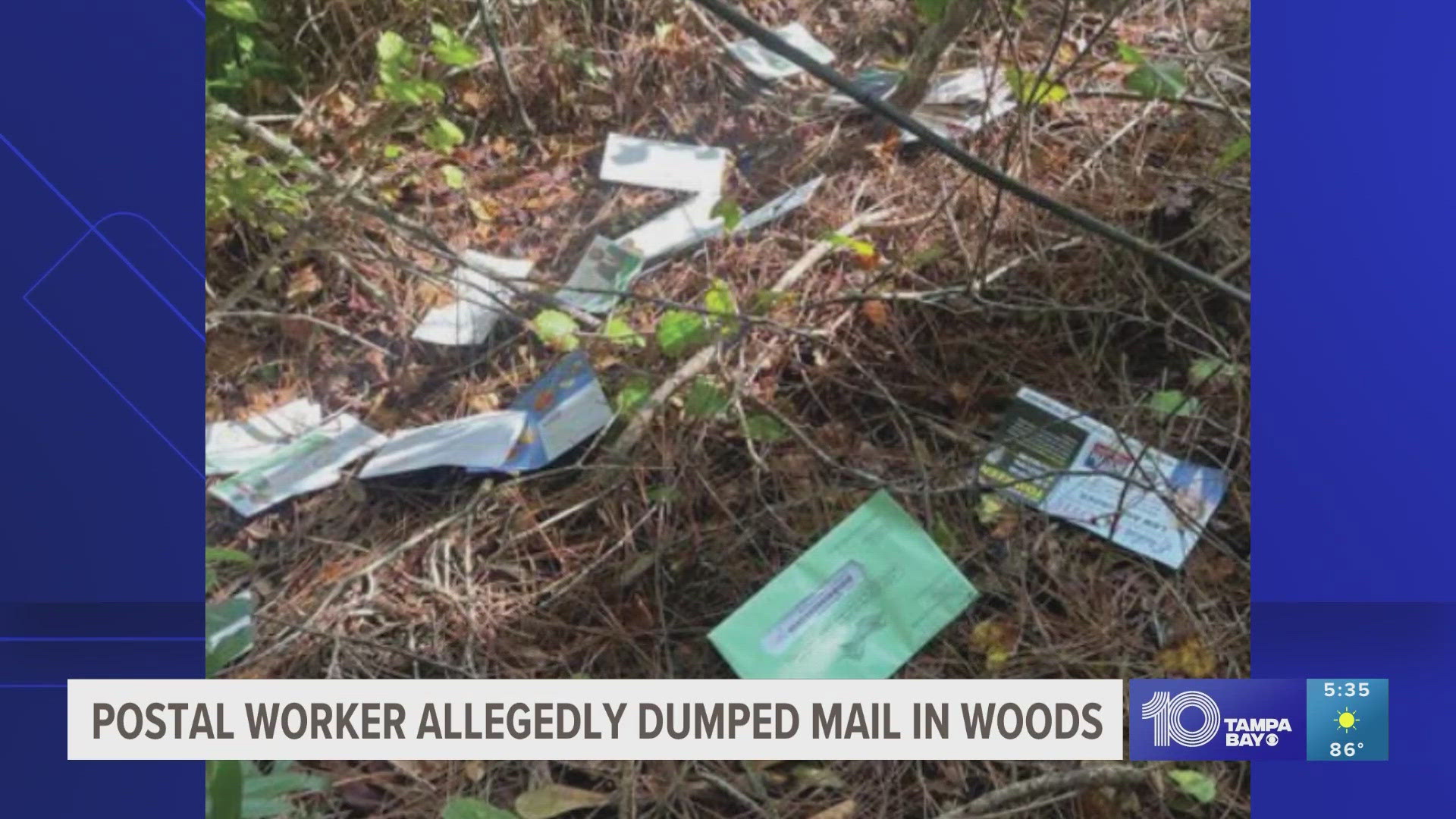 The worker allegedly deviated from his route and was seen on surveillance footage dumping mail in the woods of a neighborhood, according to court records.