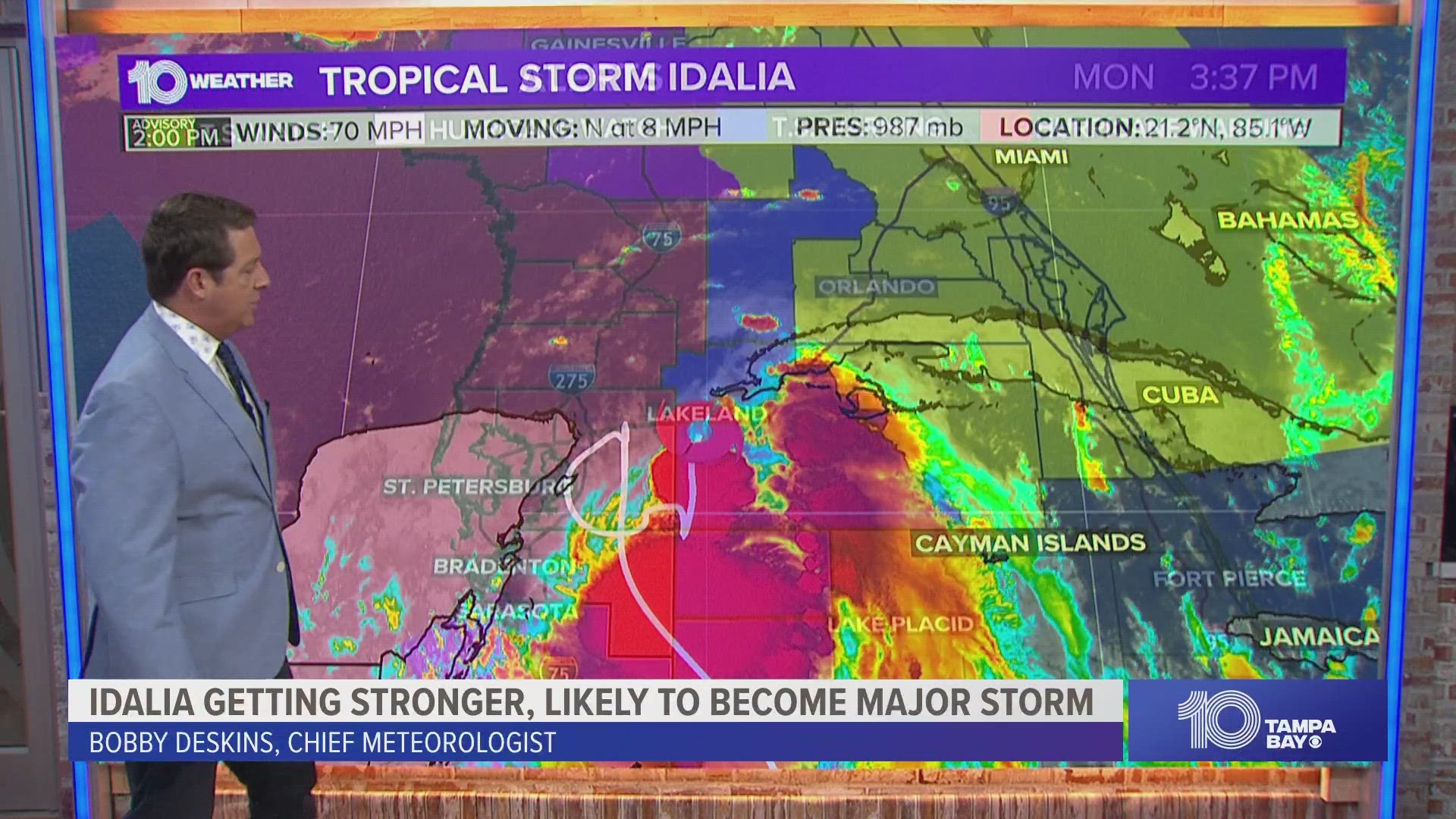 There is the potential for a 7-11 foot surge in parts of Levy and Citrus counties and a 4-7 foot surge in the immediate bay area.