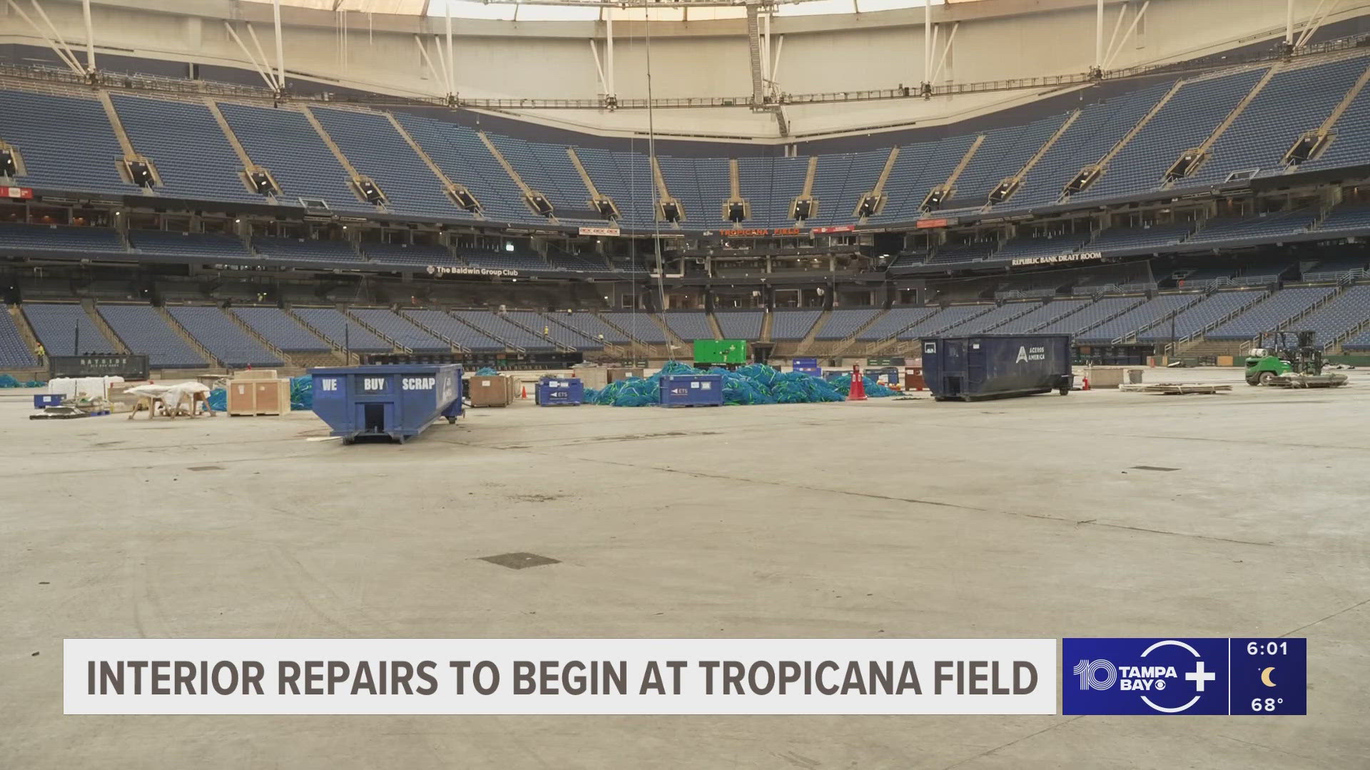 Inside Tropicana Field: Roof repairs complete, interior renovations in ...