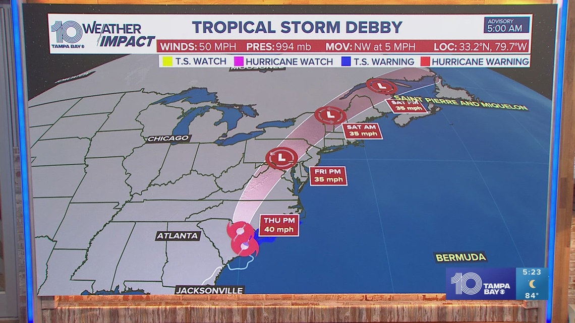 Tracking the Tropics: Tropical Storm Debby makes landfall in South ...