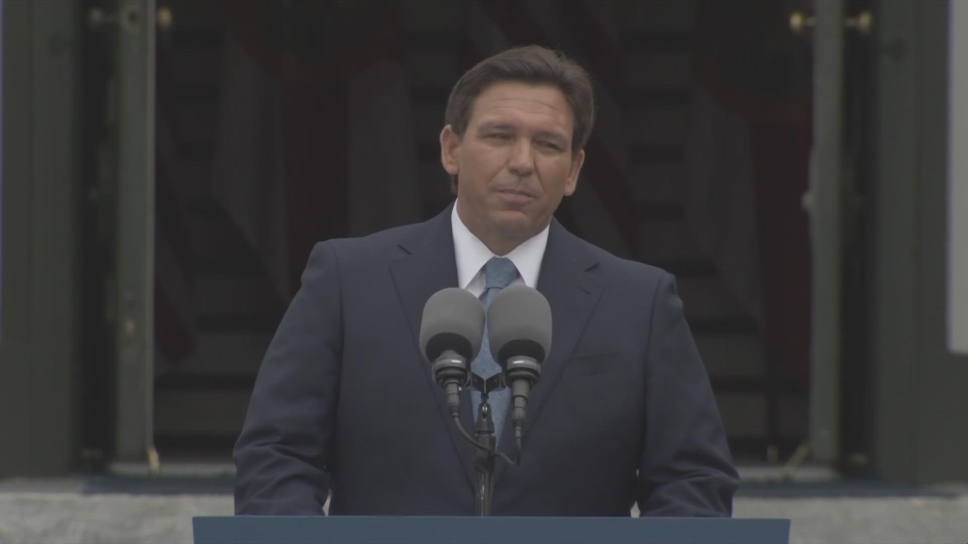 Gov. Ron DeSantis hammered home his theme of "The Free State of Florida," calling the :state a refuge of sanity."