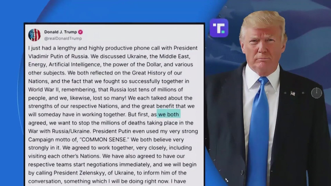 Trump says he and Putin have agreed to begin negotiations on ending war ...