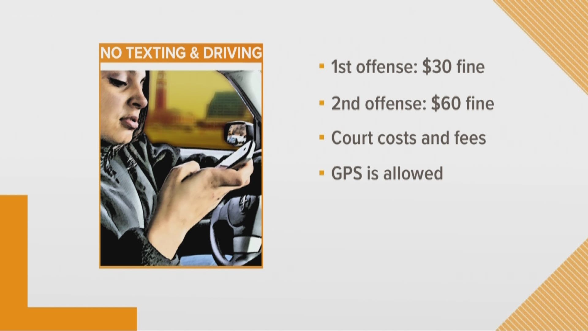 Under current state law, officers can only cite drivers for texting if they are pulled over for some other violation. https://on.wtsp.com/2GKUkp7