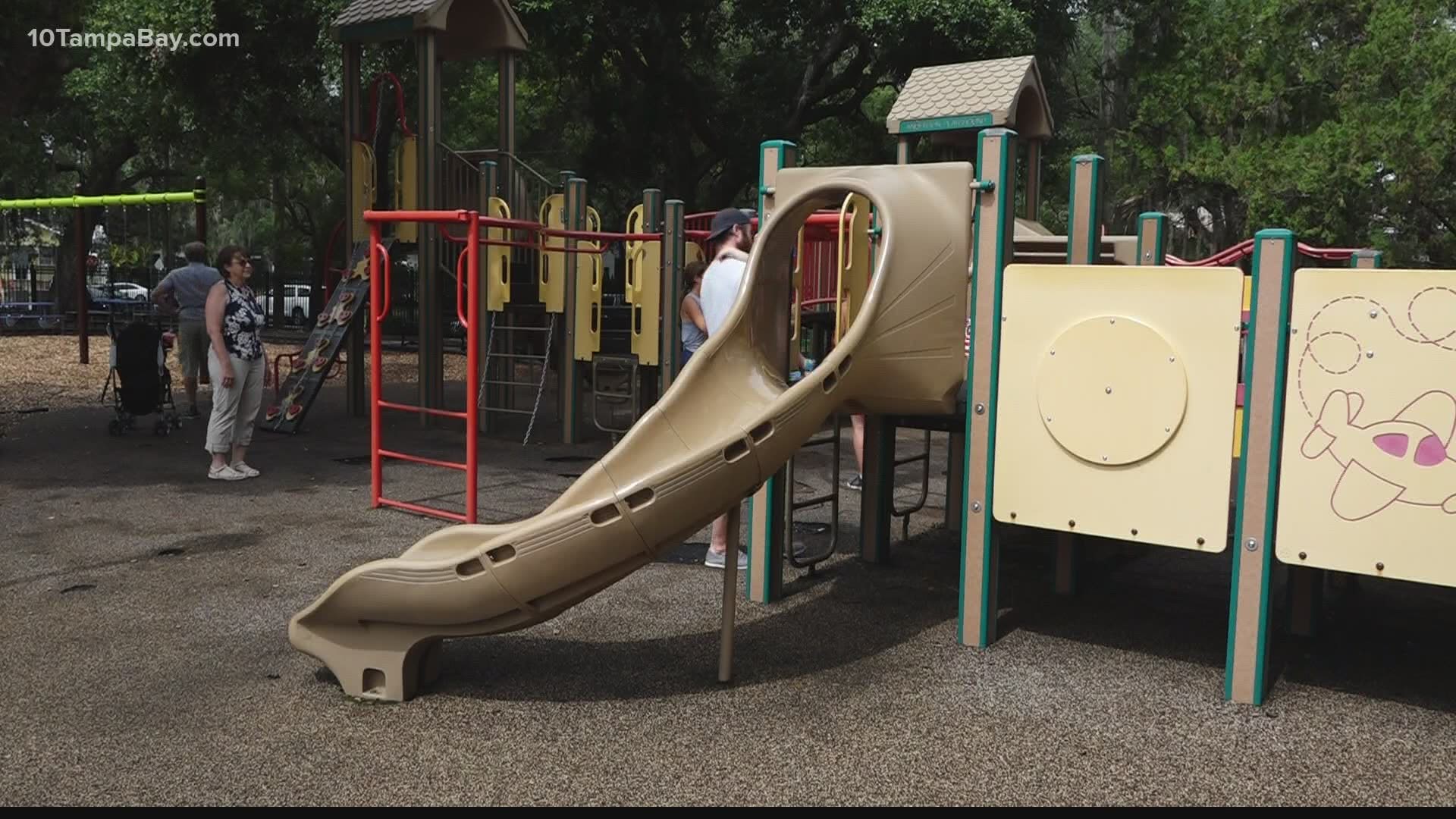 Even on an 80-degree day, a plastic slide can easily warm up to 160 degrees Fahrenheit.
