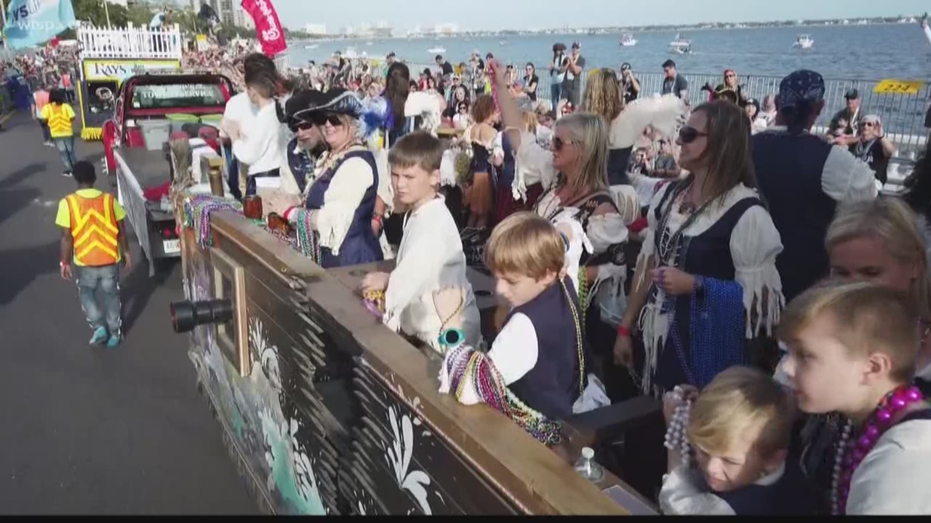 Children and parents lined Bayshore Boulevard on Saturday for the great time at the Gasparilla Children's Parade.