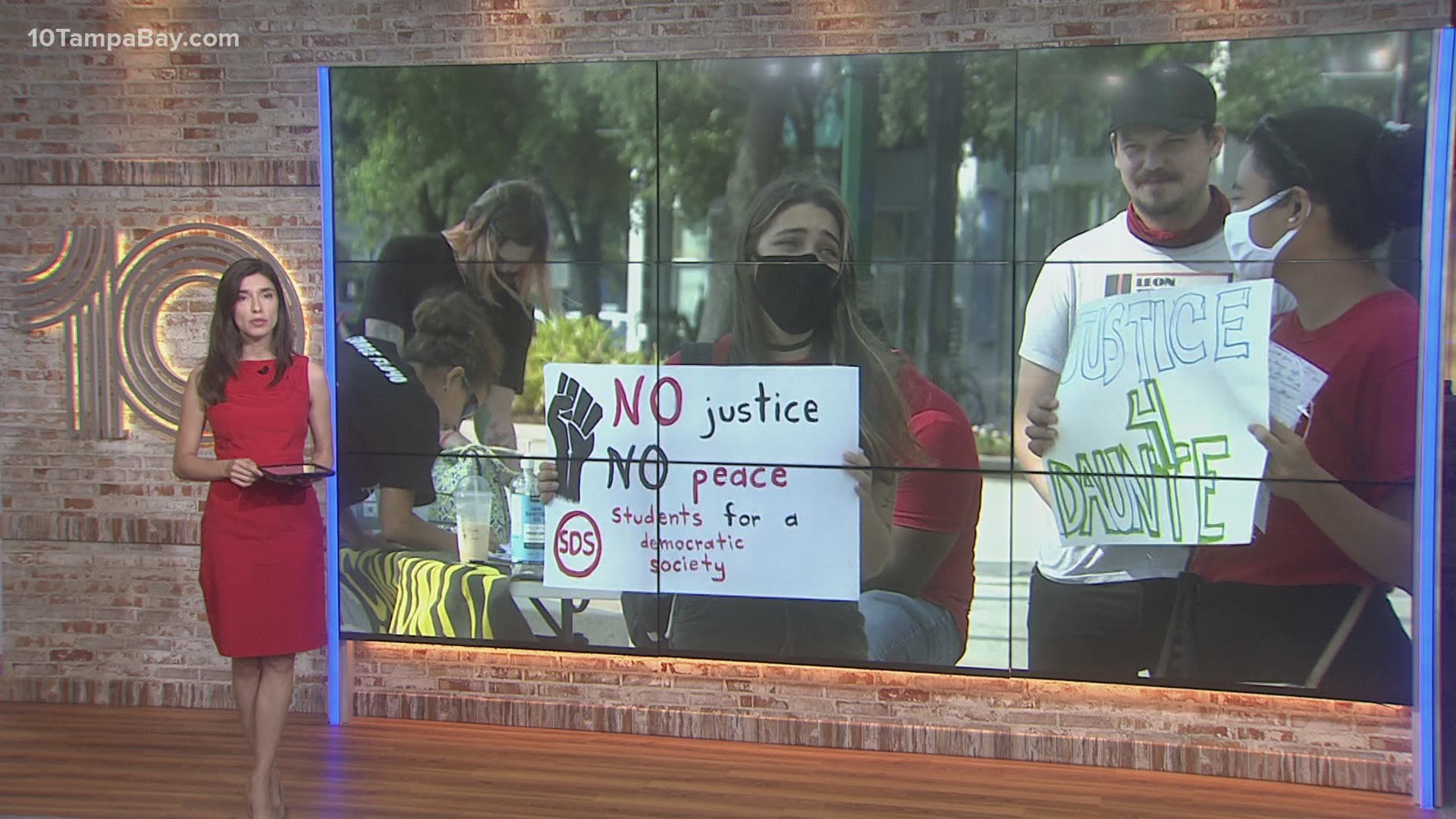 Demonstrators also called for justice for Adam Toledo, who was shot and killed by police in Chicago.