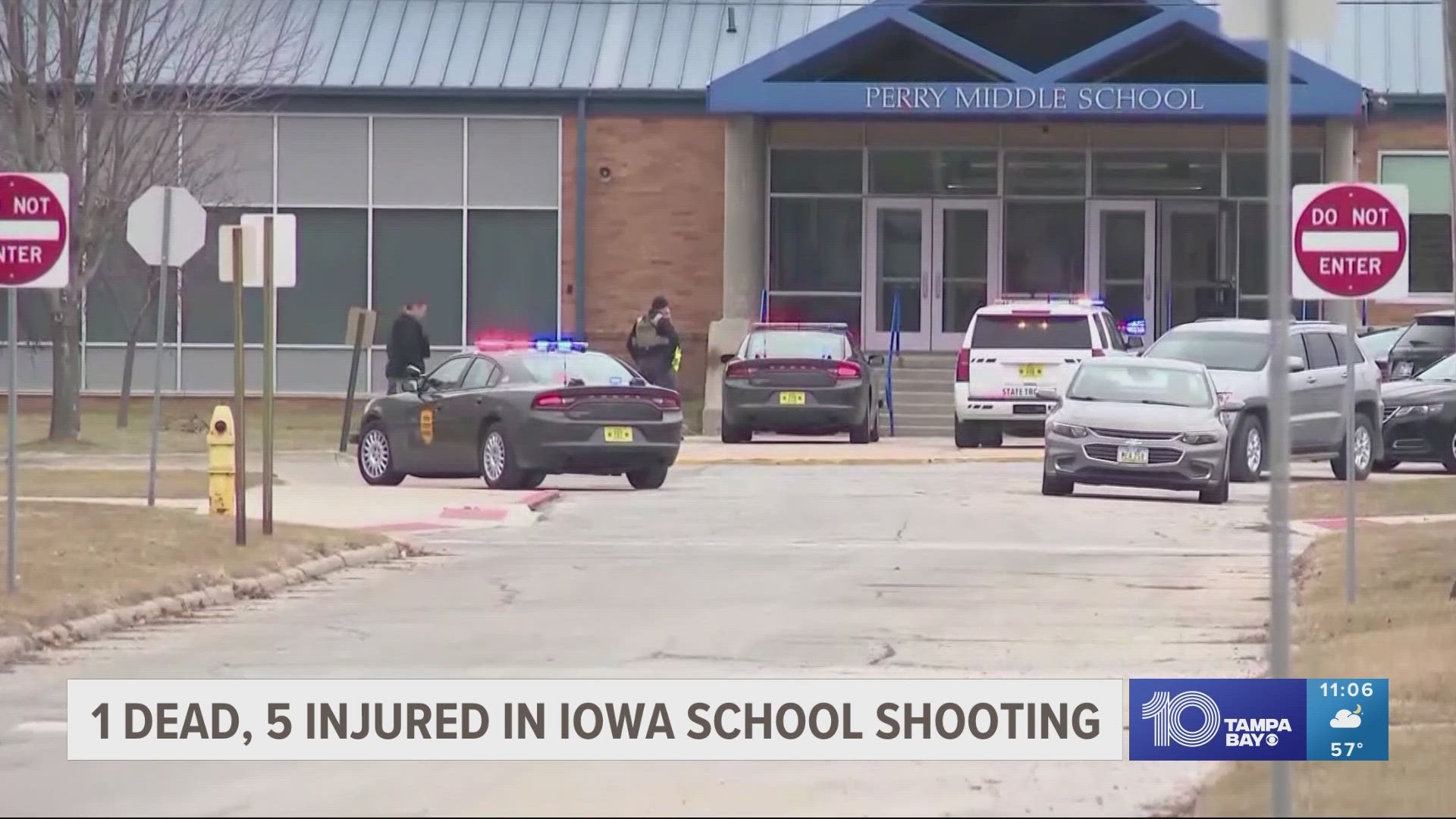 The suspect, a student at the school in Perry, died of what investigators believe is a self-inflicted gunshot wound.