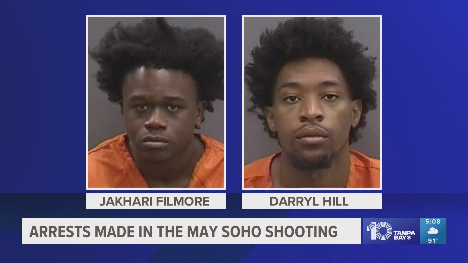 Jakhari Filmore, 25, and Darryl Hill, 24, are charged with felon in possession of a firearm.