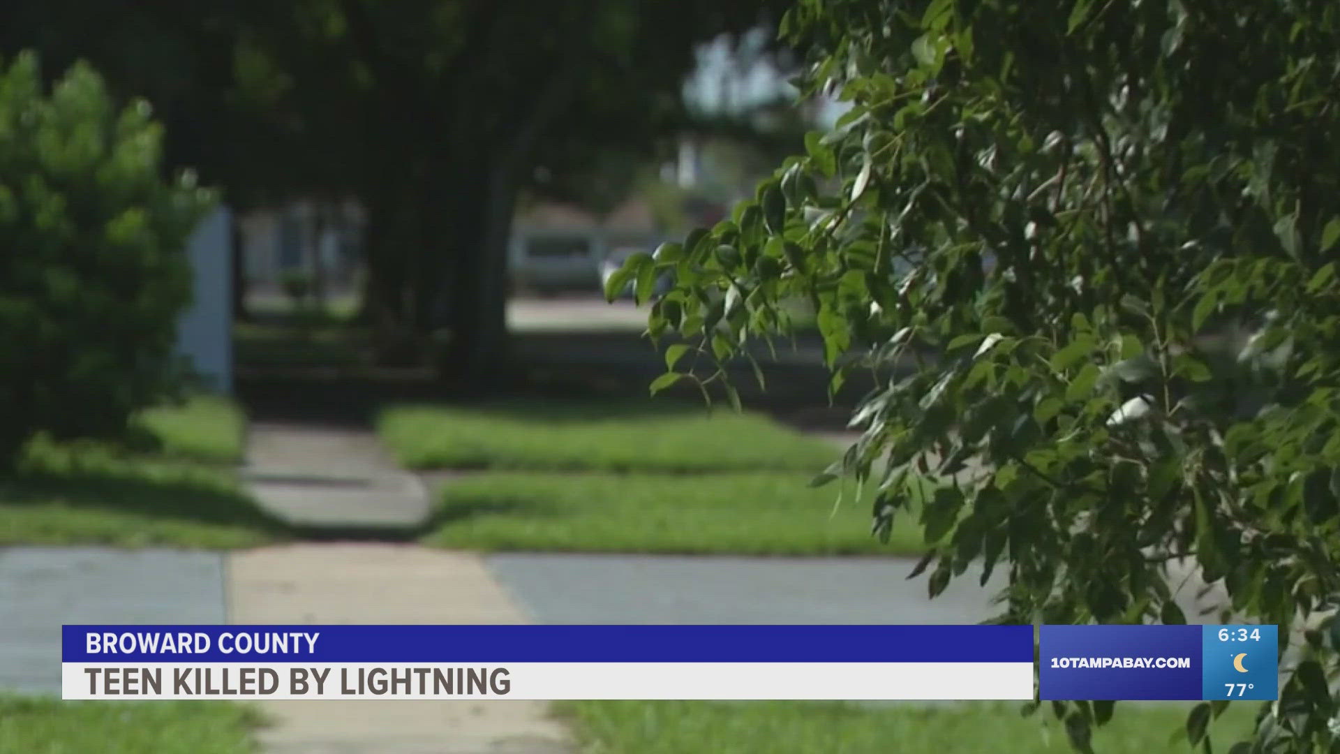 A 16-year-old was riding his bike home from band practice when he stopped in a neighborhood after a storm rolled through. He tried to find cover under a tree.