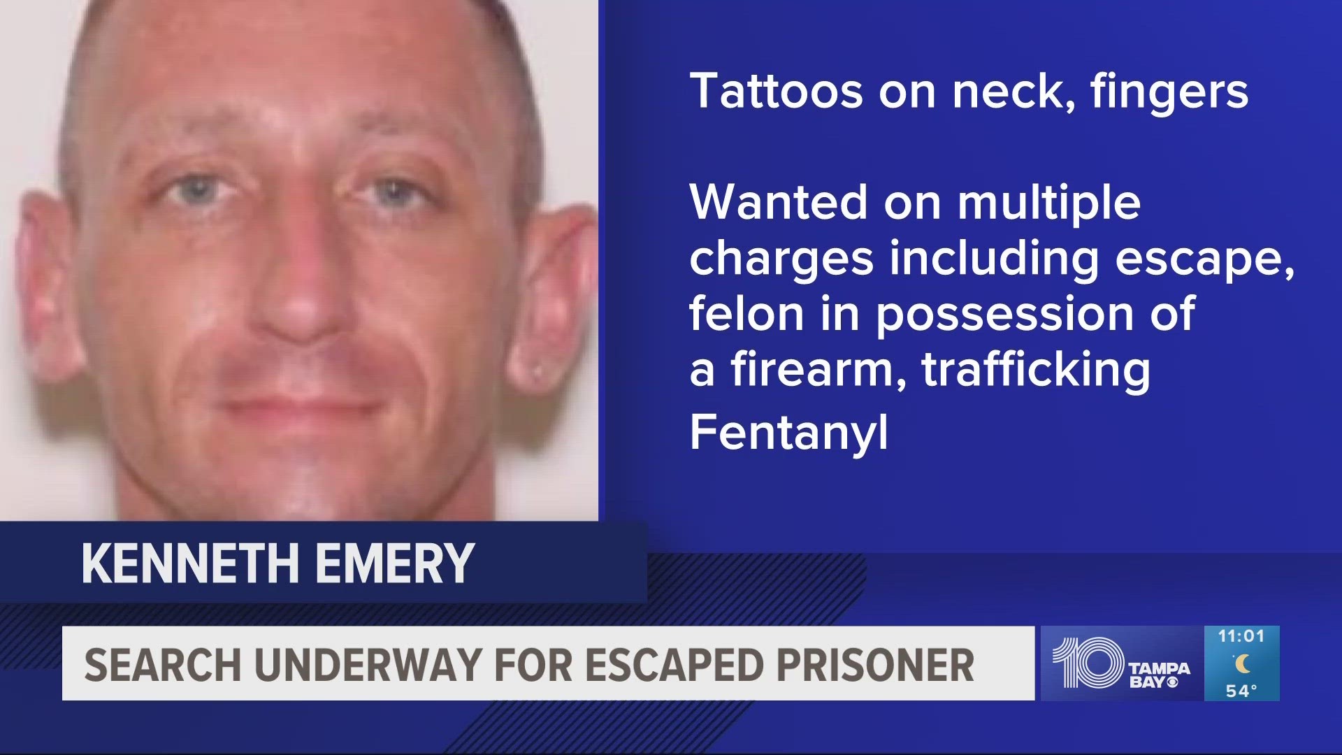 Law enforcement says Kenneth Emery still has a handcuff attached to his left wrist.