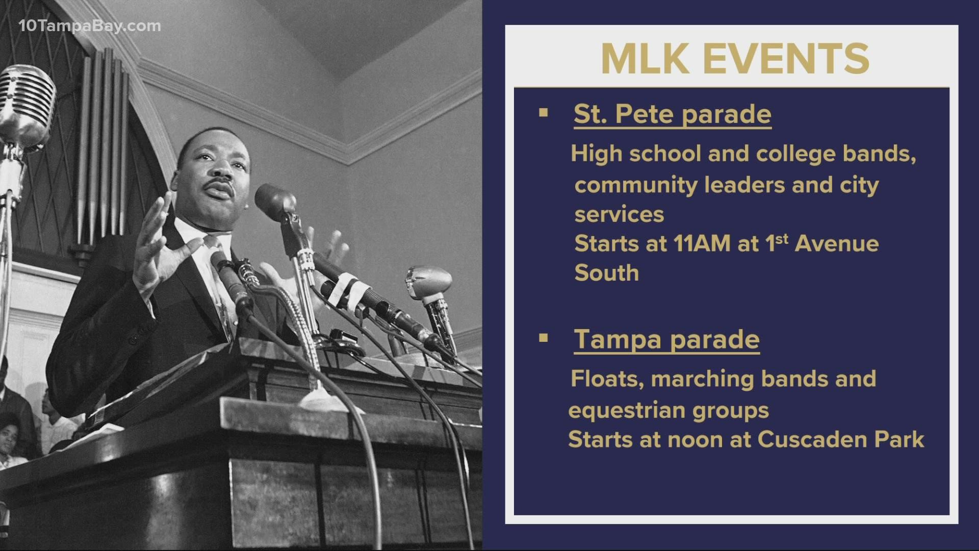 From St. Pete to Clearwater and across the Tampa Bay area, here's a list of cities and communities celebrating MLK Day.