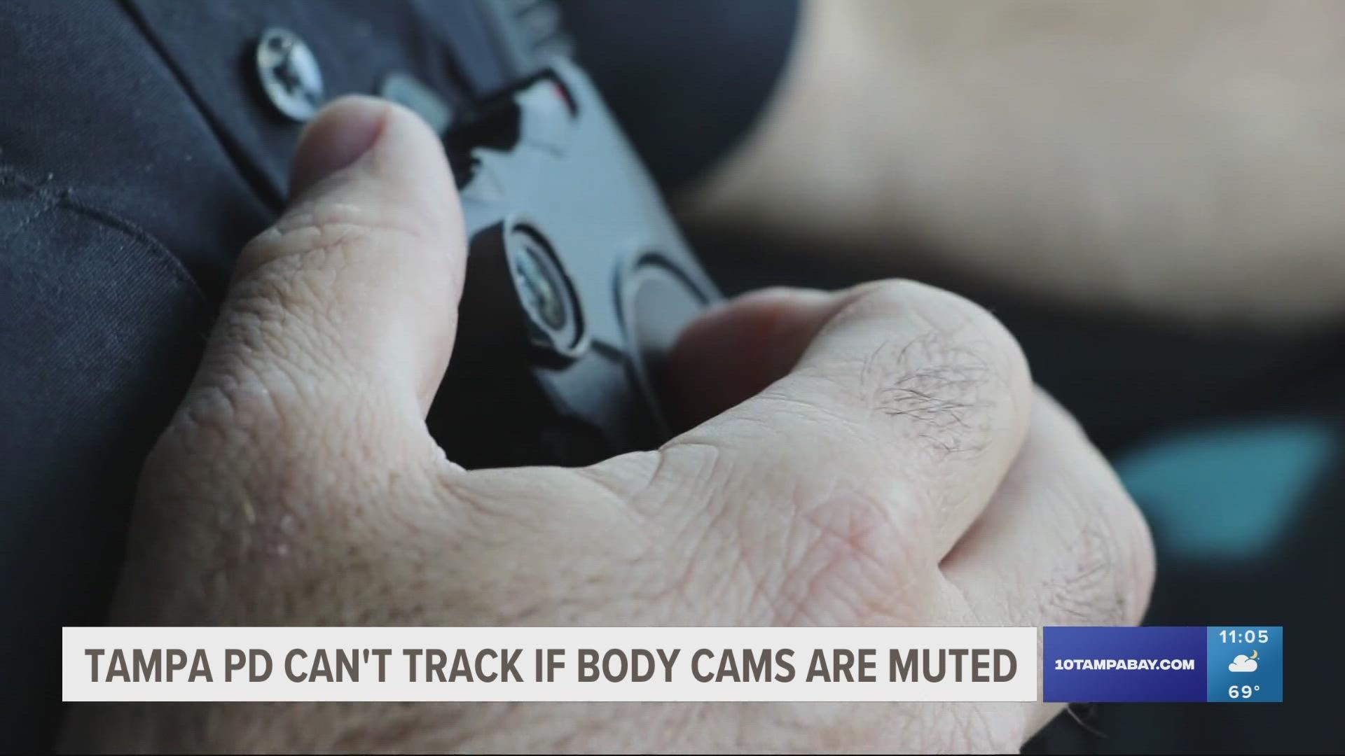 Axon, which creates the body cameras worn by Tampa police officers, said it can only track when cameras are muted or in "sleep mode" through individual audits.