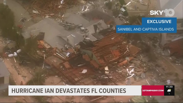 Devastation spans for miles across southwest Florida after Hurricane Ian bashed the region
