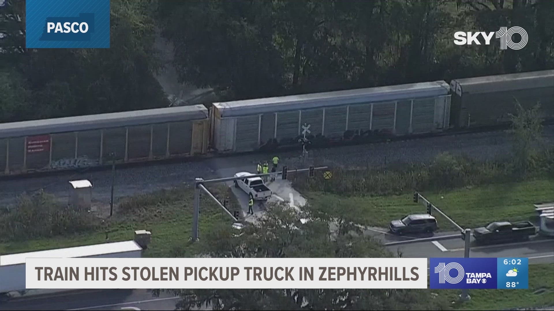 The truck was left abandoned on the tracks, FHP said.