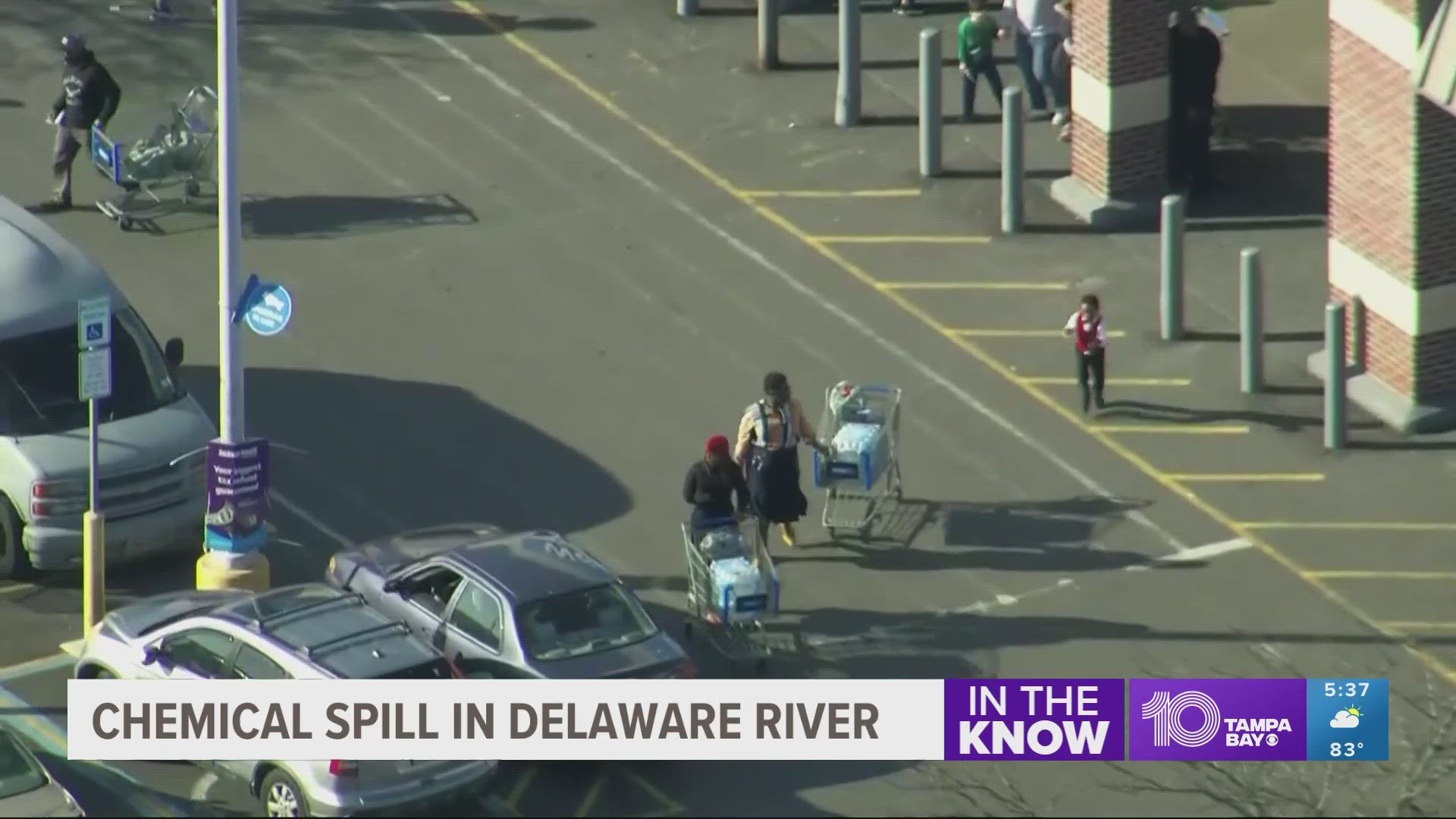 Philadelphia officials say thousands of gallons of a non-toxic water-based latex finishing solution spilled into the Delaware River in neighboring Bucks County.