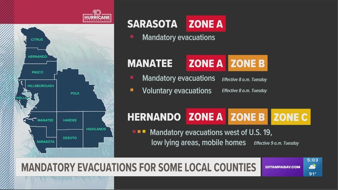 Tampa Bay-area Evacuations For Hurricane Ian: County-by-county List ...