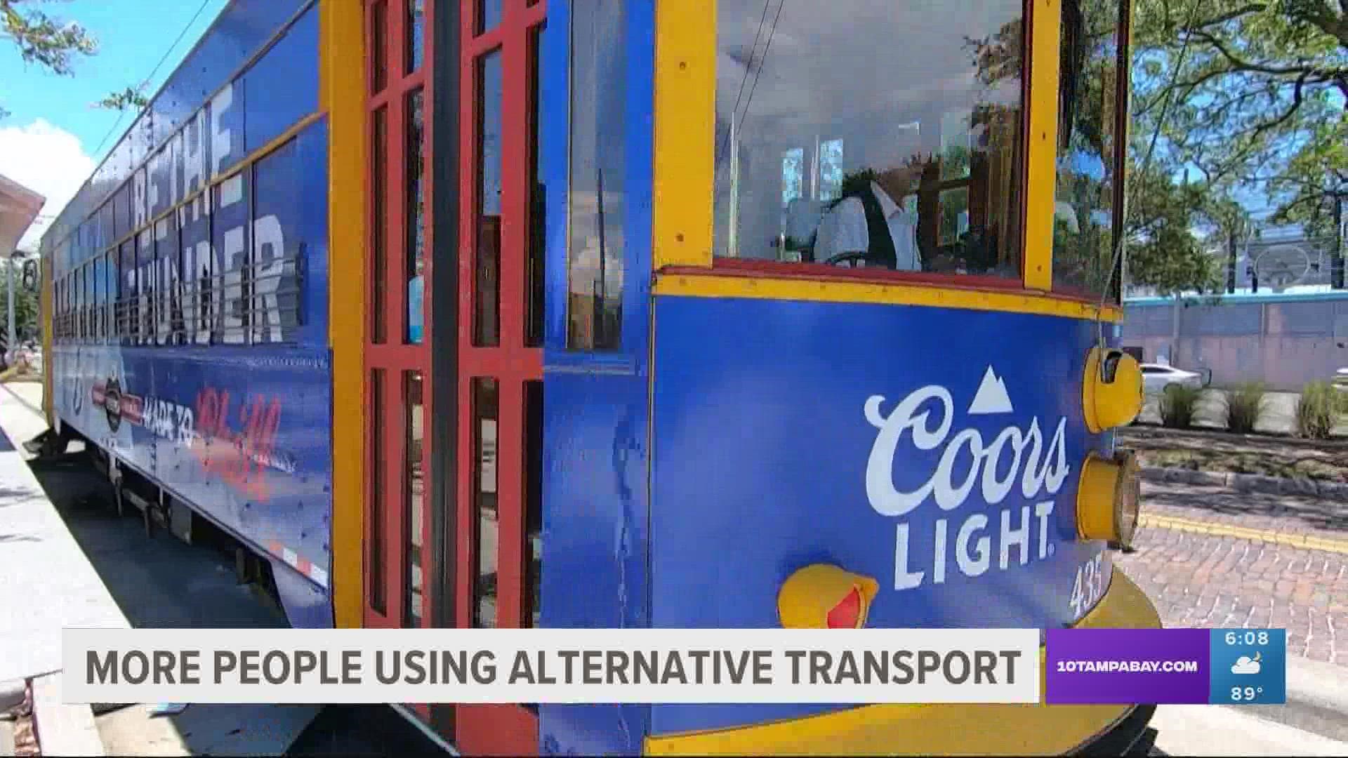 As gas prices soar, more people are opting for the TECO streetcar or ride-sharing programs.