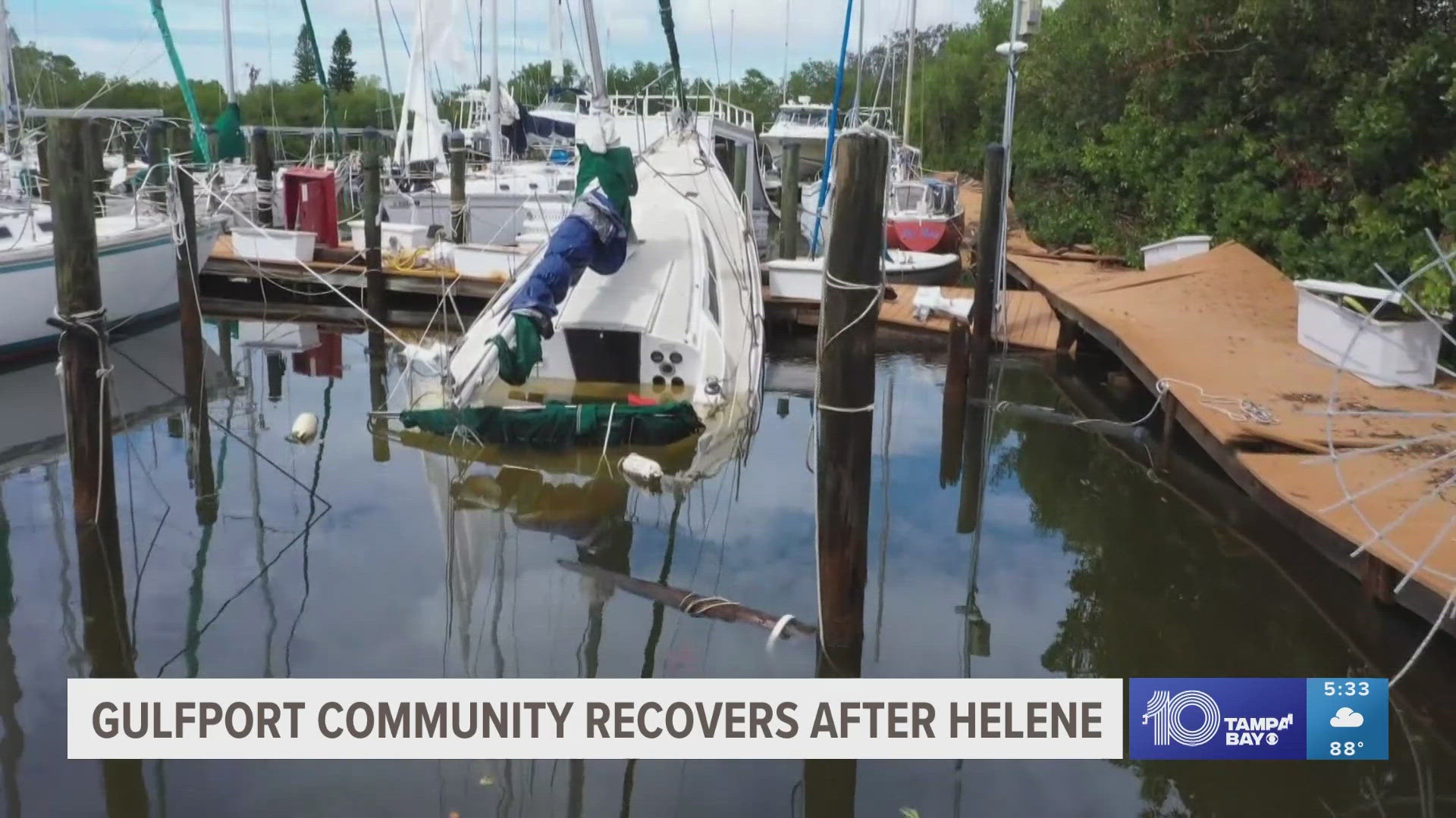 Businesses are gutting floors and furniture while marina officials work to get stranded boats back into the water.