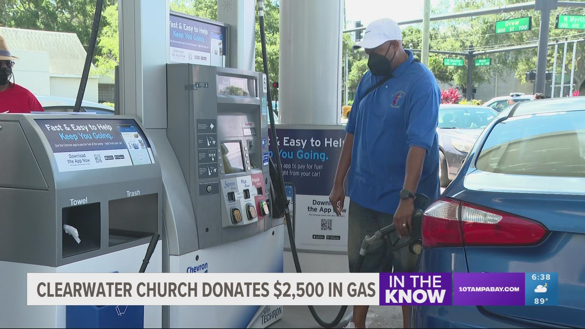 As Americans find themselves struggling to keep their cars filled, a Clearwater church says it will give away fuel Sunday in an act of morning service.