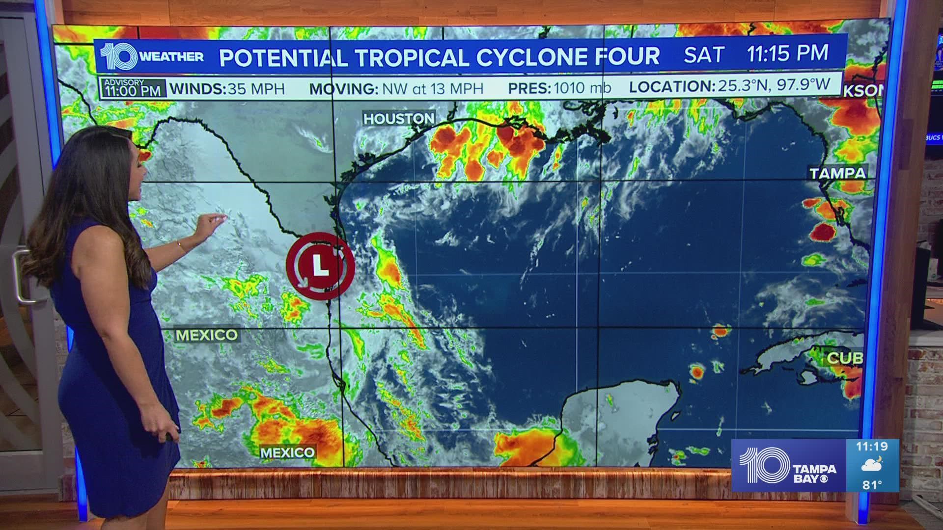 Potential Tropical Cyclone Four is running out of time to organize as it approaches northeastern Mexico and southern Texas.