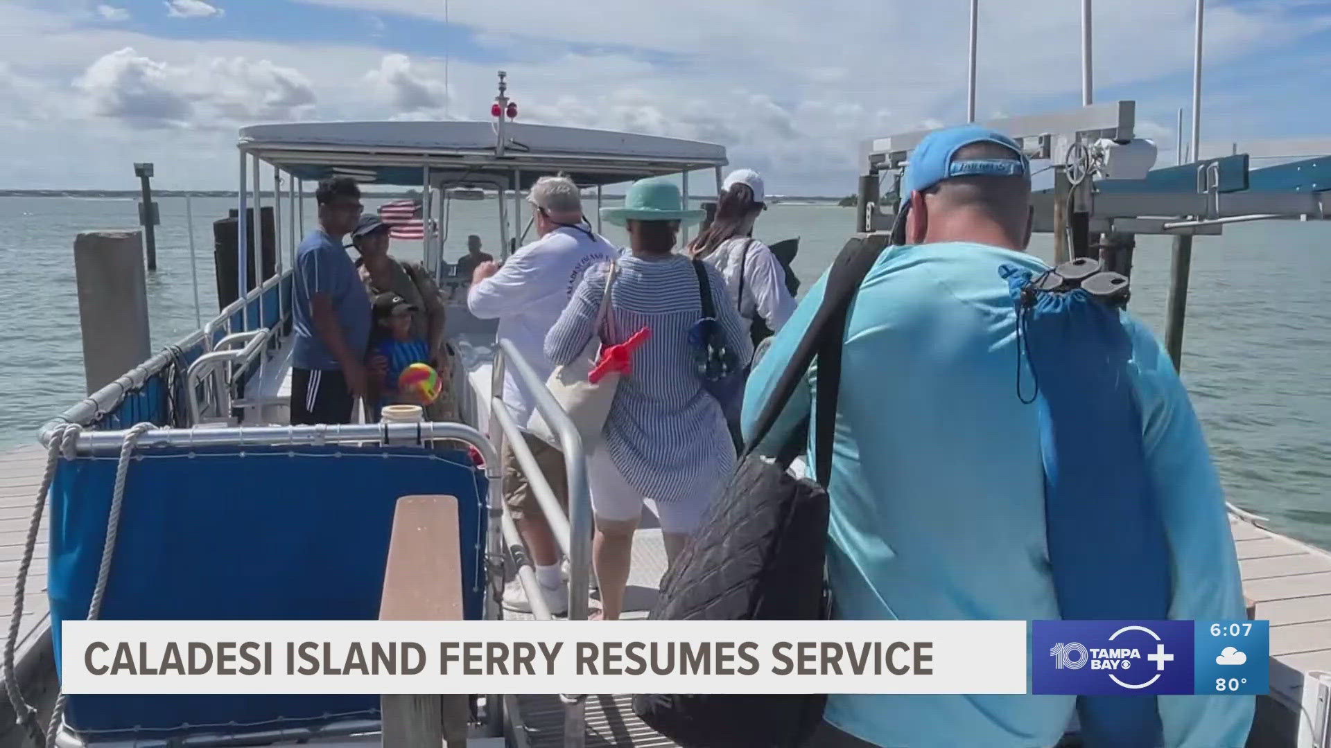 The holiday weekend was the first back for the ferry, and the boat is the only way for beachgoers to reach the island.