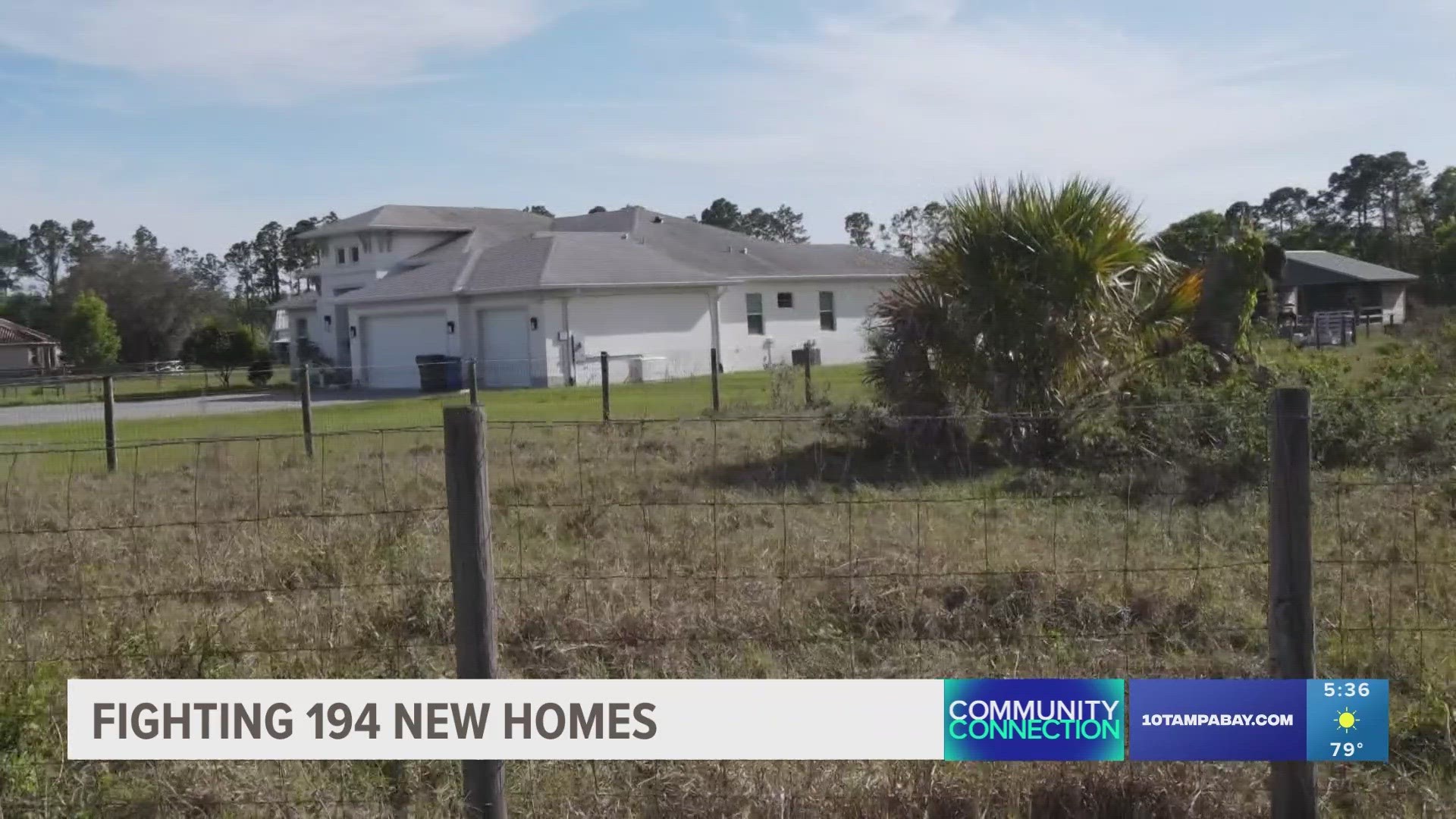 Over a dozen people are suing Hillsborough County after a development for 194 homes is under construction along Patterson Road in Keystone. The county won't comment.
