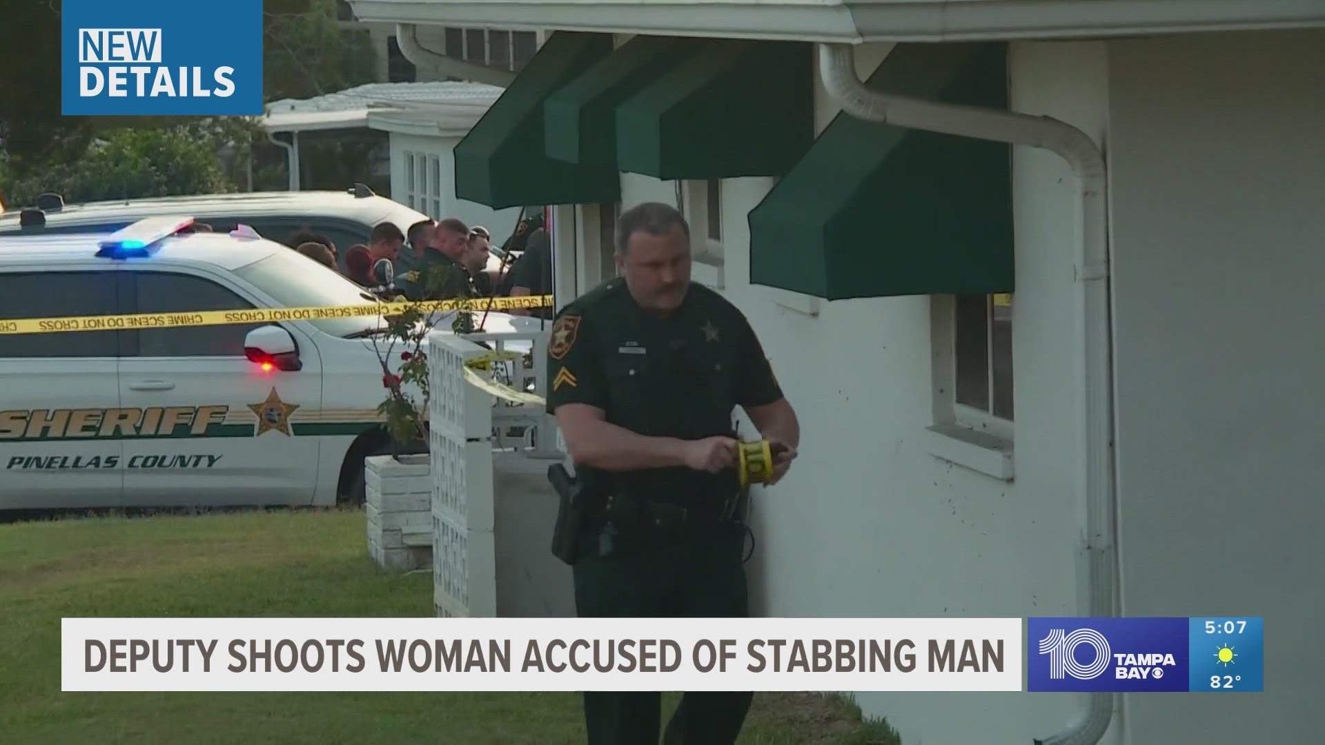 Both the 44-year-old suspect and the 70-year-old boyfriend she allegedly stabbed remain in the hospital.