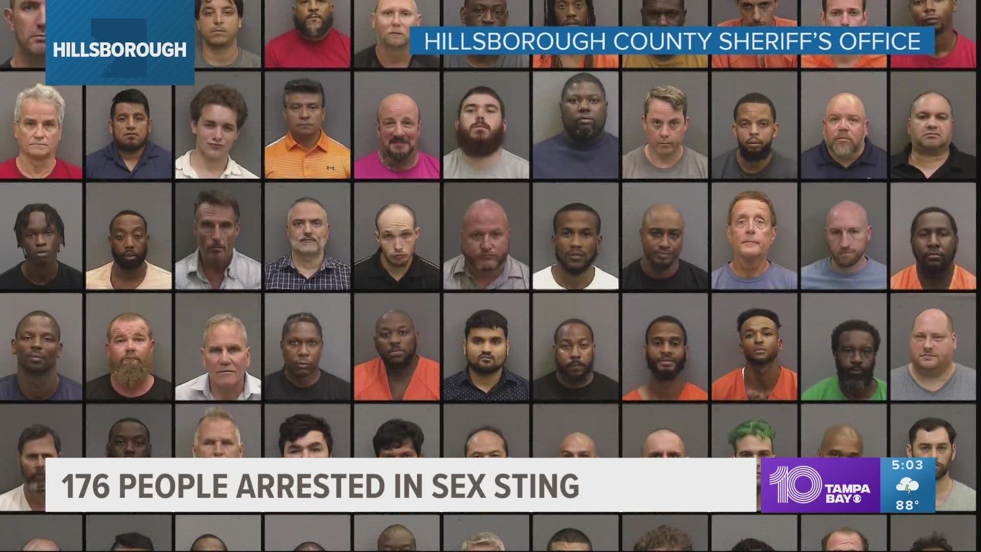 Of the 176 men arrested, four face human trafficking charges, according to the sheriff's office.