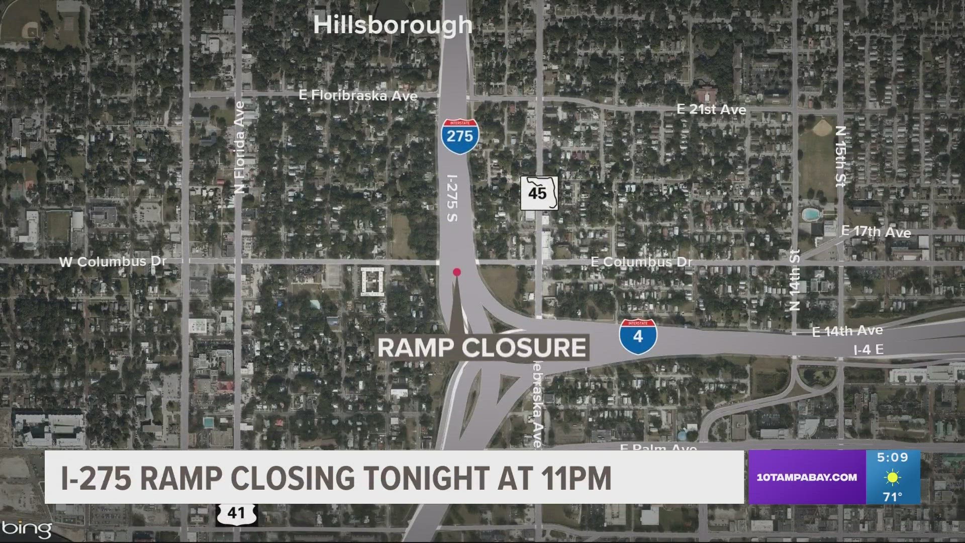 During the ramp closure, drivers will have to take a detour around the work zone by going south on I-275.