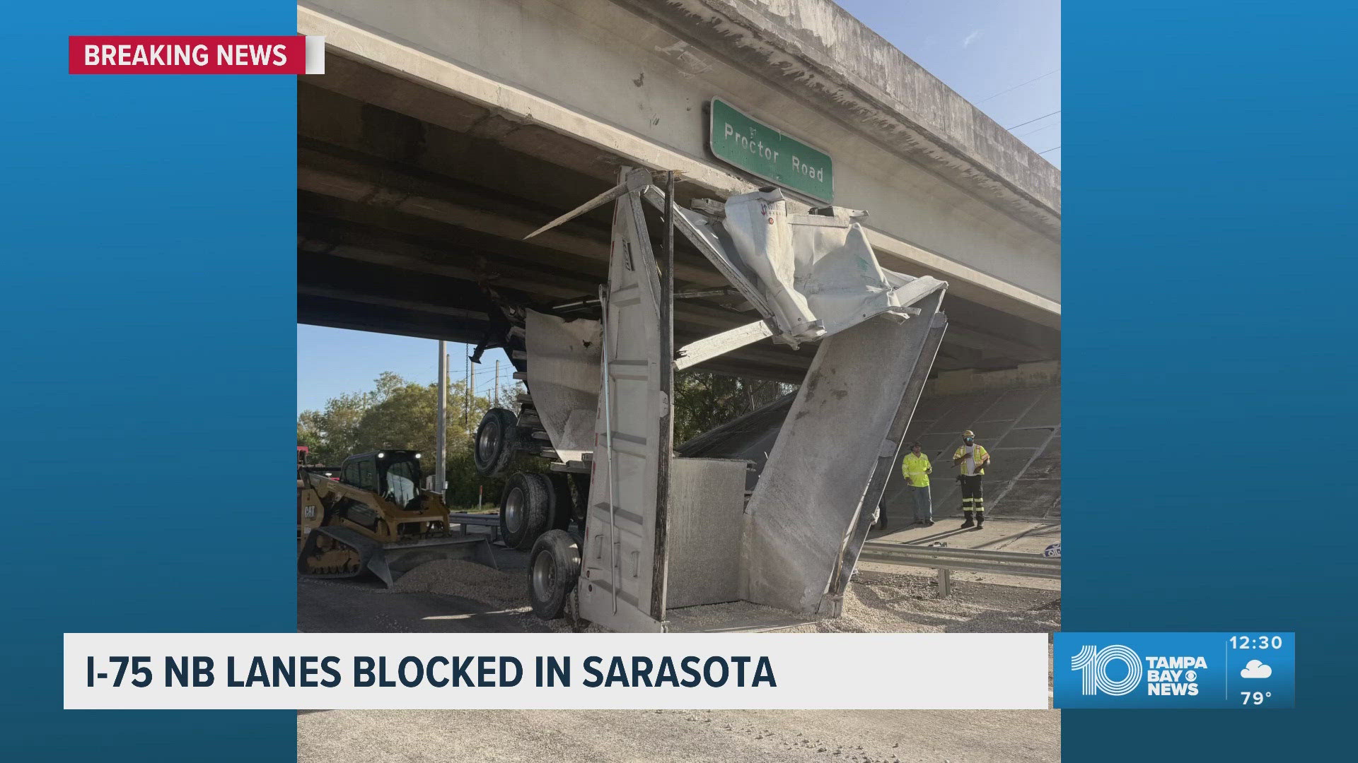 I-75 NB partially shut down after dump truck hits overpass | wtsp.com