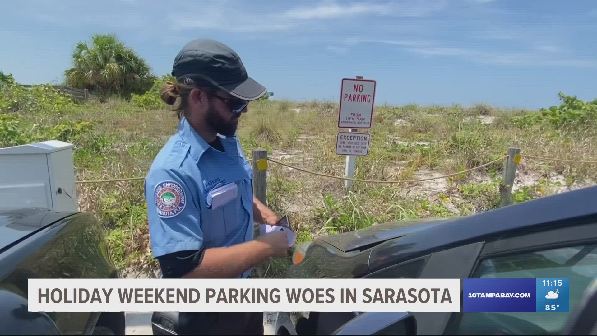 Faced with full parking lots, several beachgoers defied the "no parking" signs in desperate need of a place to park over the holiday weekend.