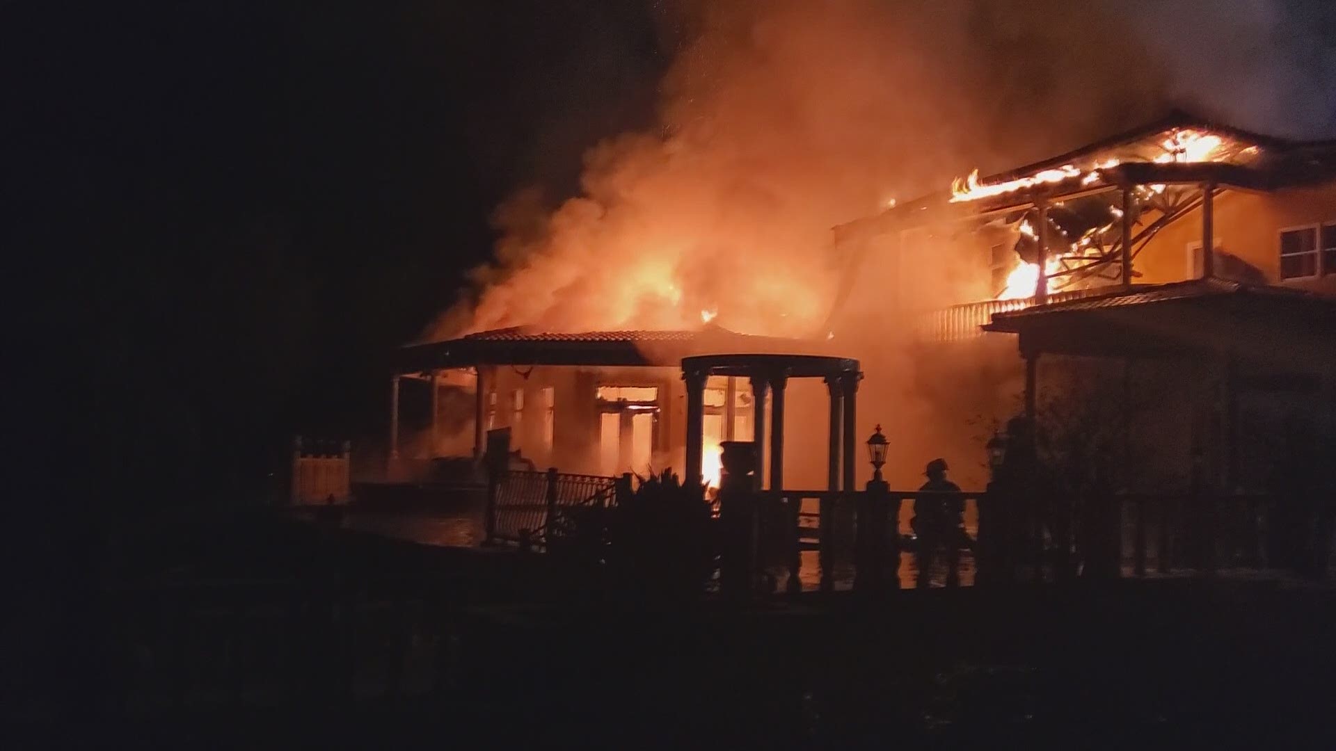 Firefighters were called to a home in Oldsmar Monday night for a large house fire.