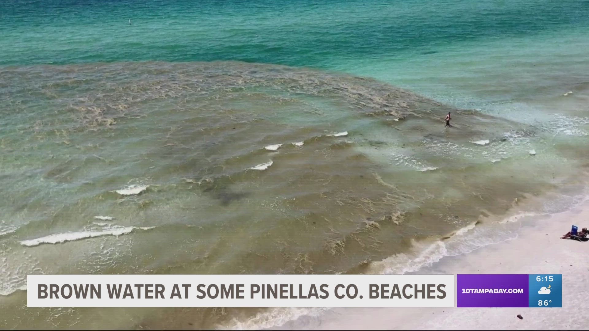 Pinellas County officials say they received dozens of reports regarding discolored water off the beaches.