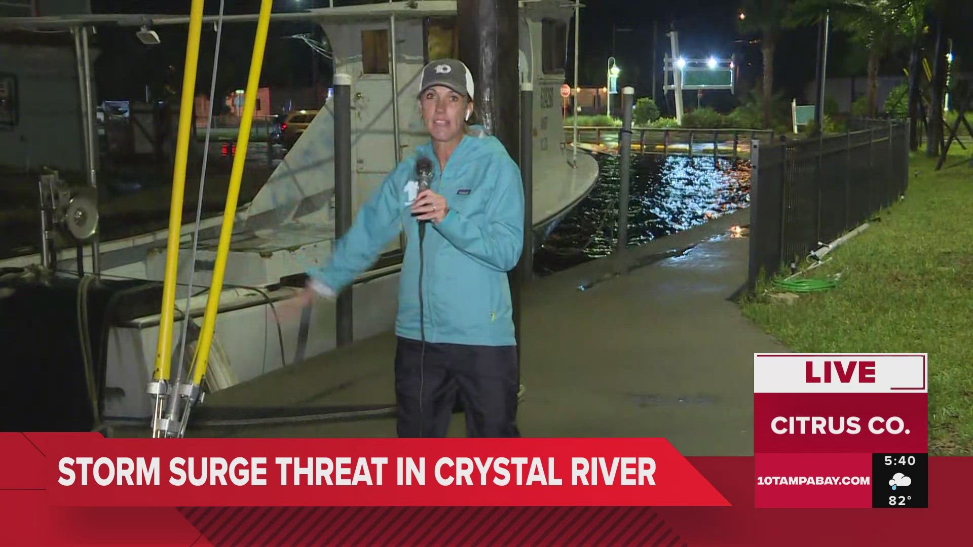 While conditions appear calm early Monday morning, the area is expected to see more than 5 feet of storm surge. Water levels are slowly rising.