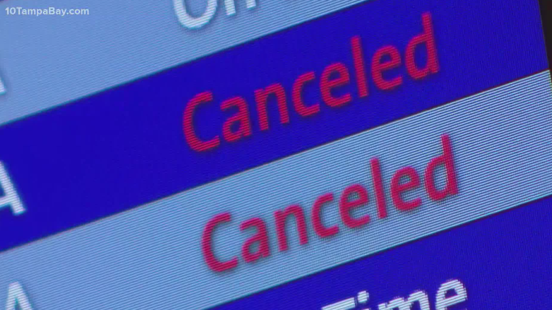 In a statement earlier Monday, Tampa International Airport said it was continuing to see cancellations, though "there has been some improvement."