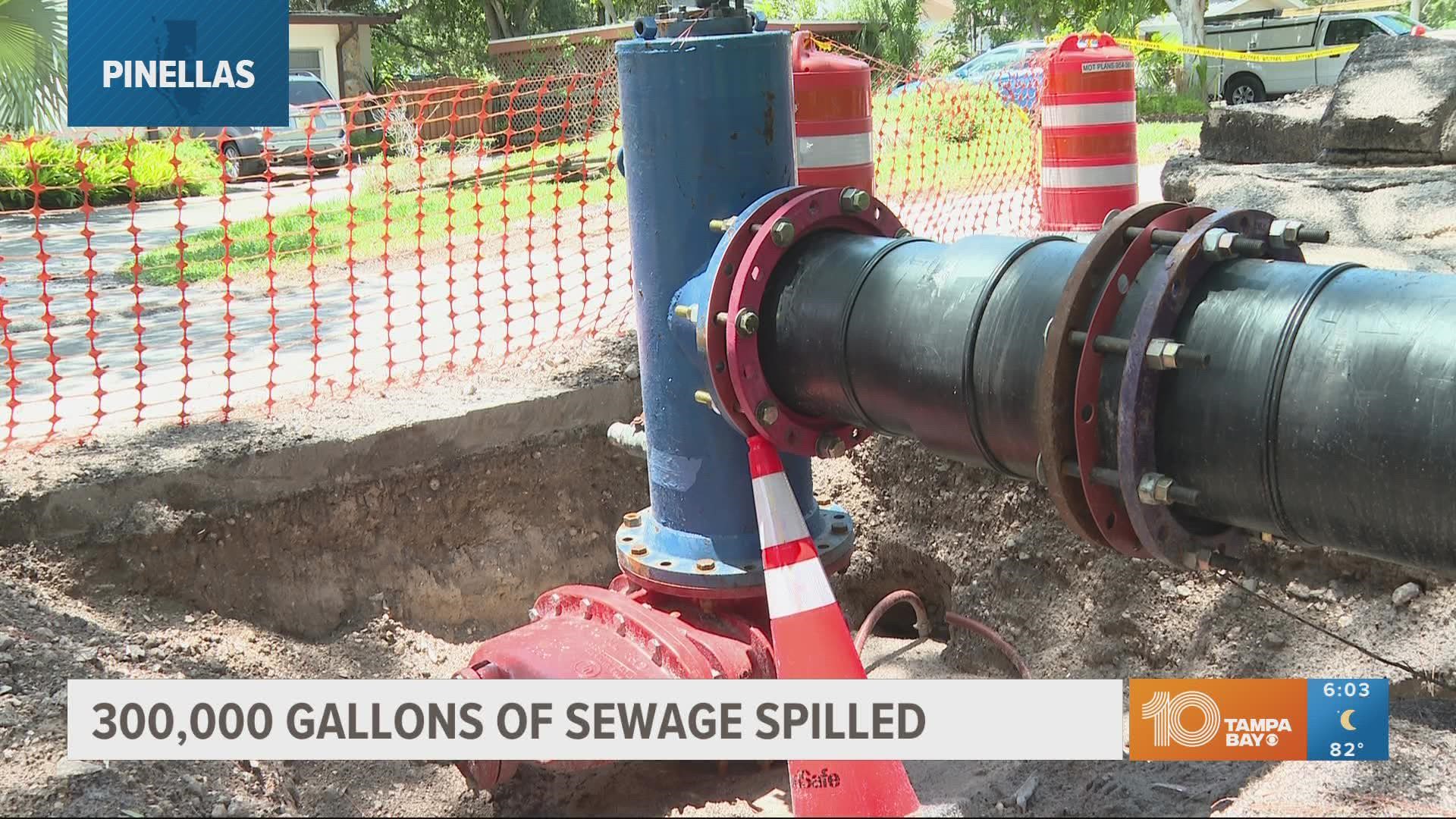 The sewage spilled after a pipe burst last weekend.