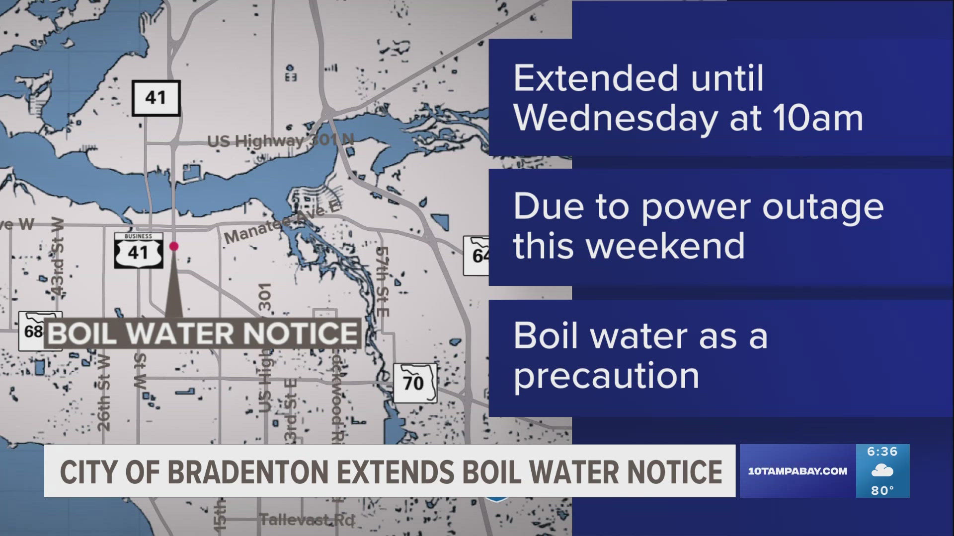 The precautionary notice was set to expire Tuesday morning but is extended to Wednesday morning at 10 a.m.