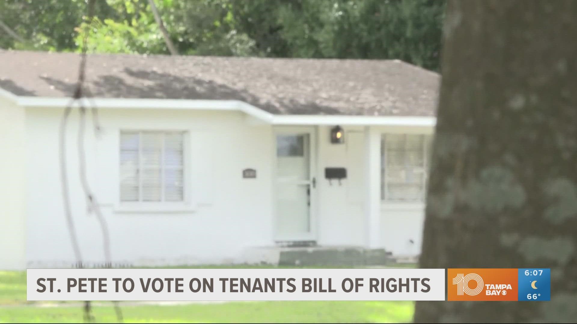 The city plans to adopt its own bill of rights for renters.