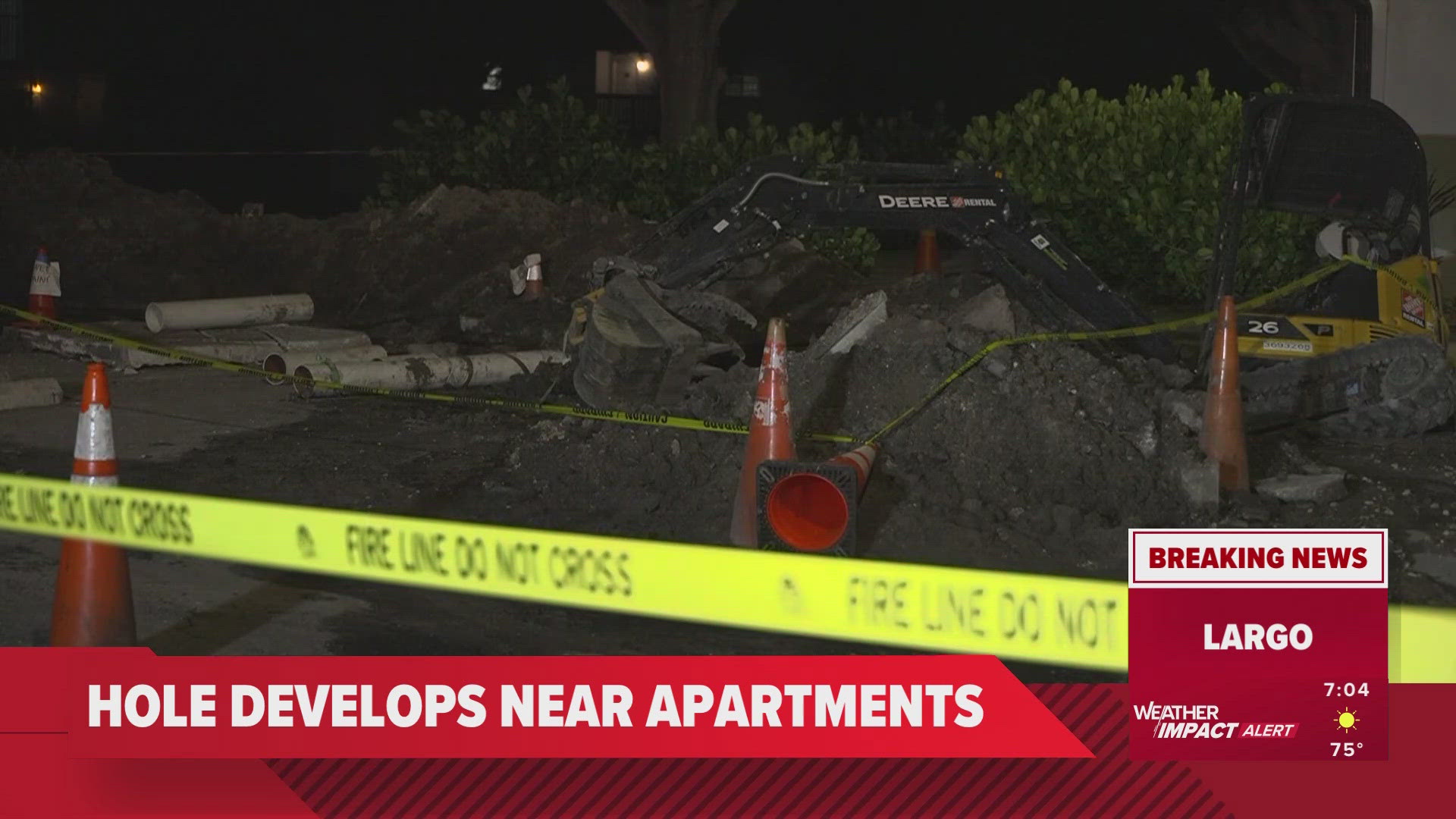 Residents inside one building at the Altura Largo Apartments on Gladys Street say Largo Fire Rescue evacuated them after a water pipe broke.