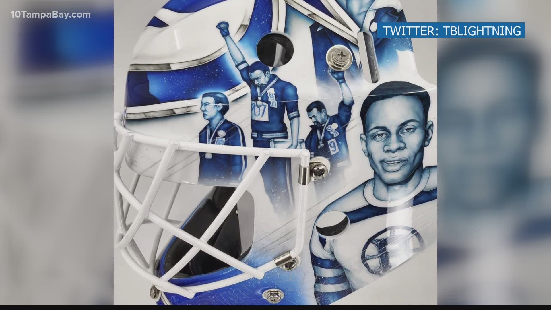 Backup goalie Curtis McElhinney created a mask that supports the fight for racial injustice.