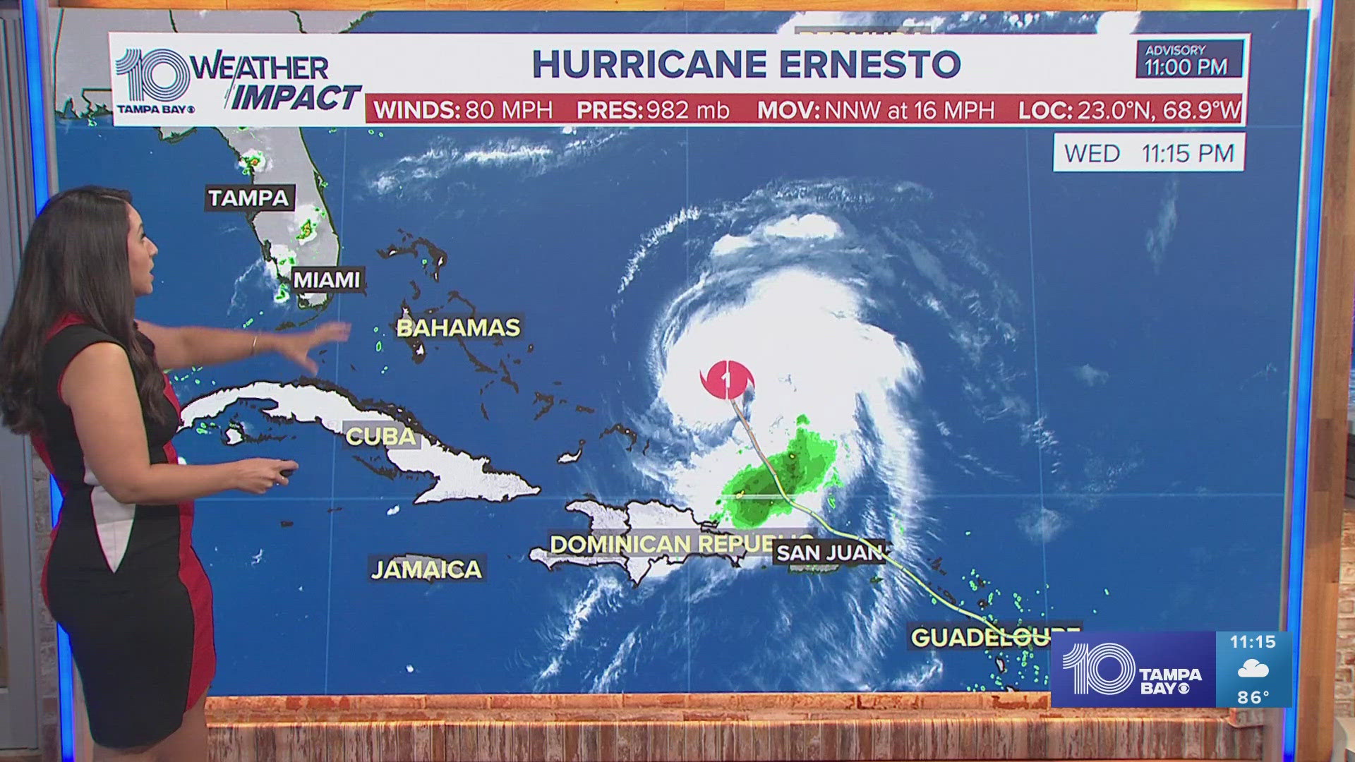 A tropical storm warning was in effect for Puerto Rico and its outlying islands of Vieques and Culebra and for the U.S. and British Virgin Islands.